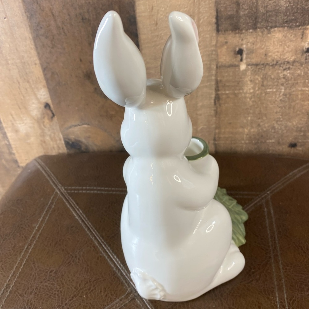 Vintage Department 56 Ceramic Cabbage Bunny Taper Candle Holder Easter Spring - Picture 4 of 7